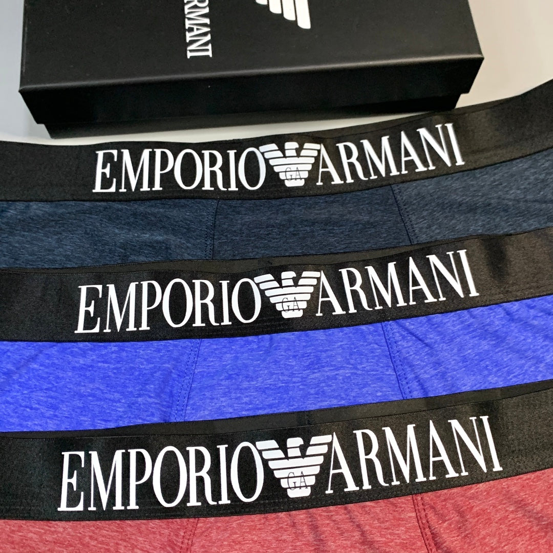 Armani Broad Logo Waistbands Men's Boxer Briefs - 3-Piece Box