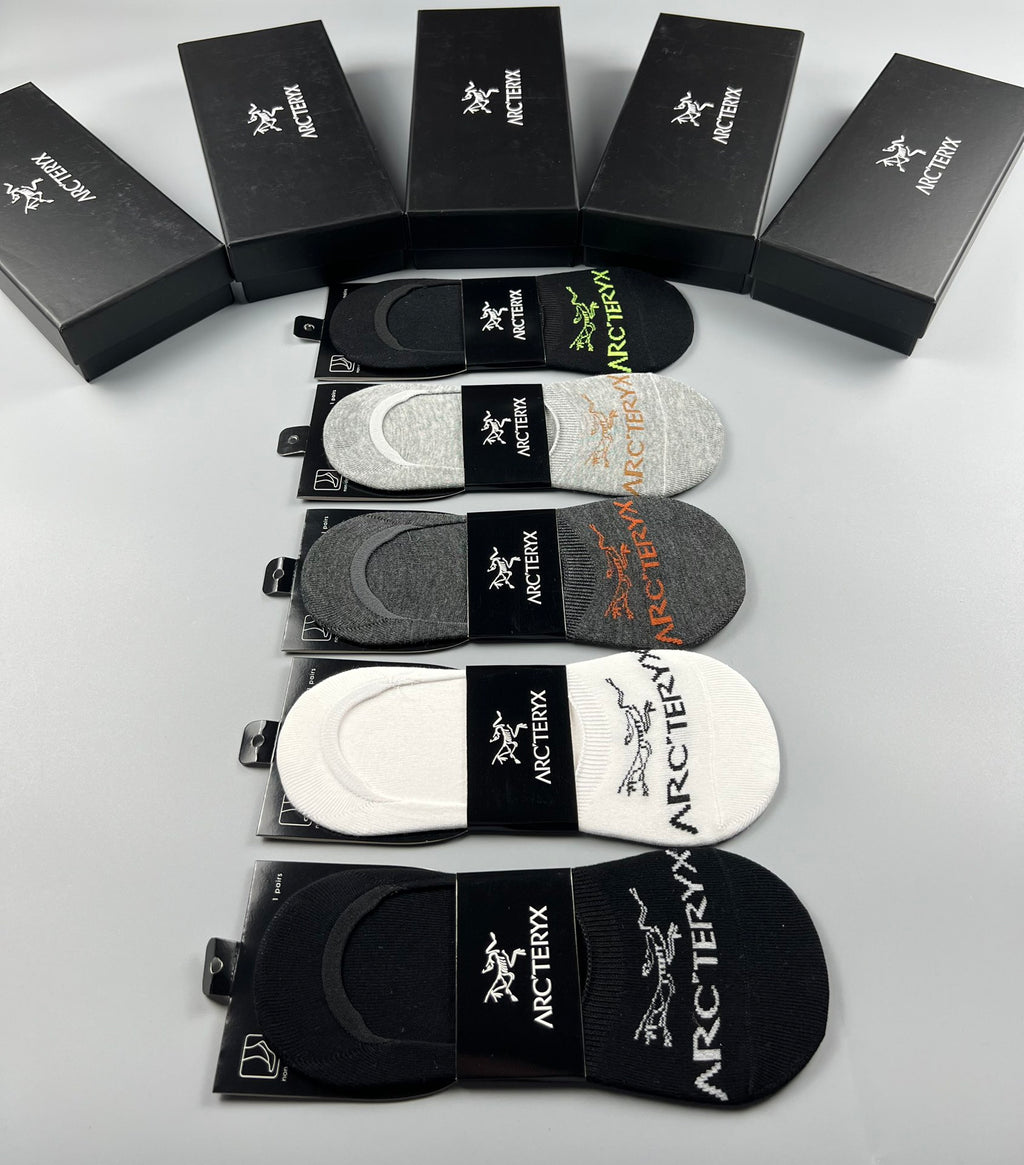 Arc'teryx Colourful Bird And Wordmark Details No-Show Socks - 5-Pair Set
