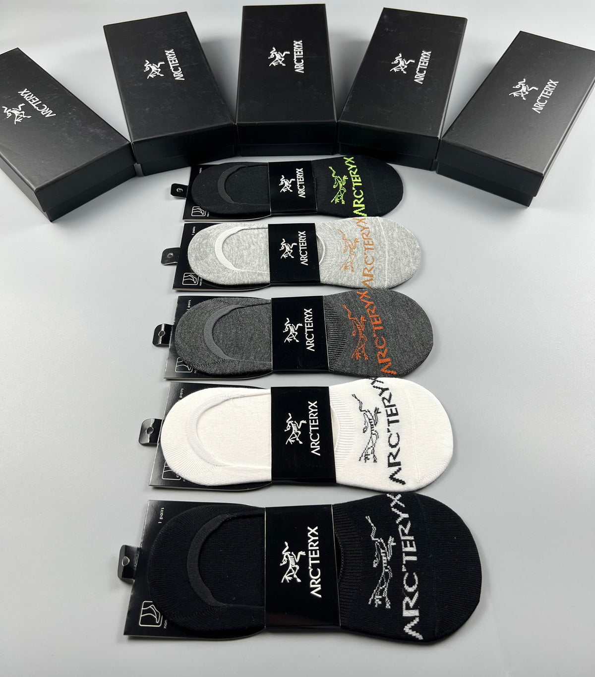 Arc'teryx Colourful Bird And Wordmark Details No-Show Socks - 5-Pair Set