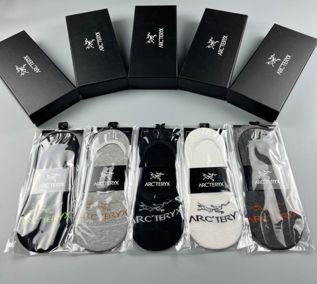 Arc'teryx Colourful Bird And Wordmark Details No-Show Socks - 5-Pair Set
