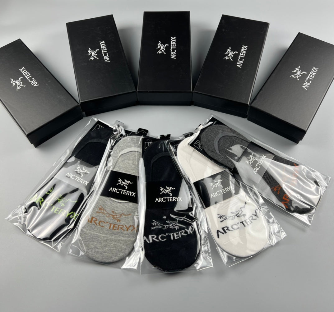 Arc'teryx Colourful Bird And Wordmark Details No-Show Socks - 5-Pair Set