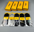 Fendi Cotton Visible Colour, Cuff And Emblem Details No-Show Socks - 5-Pair Set