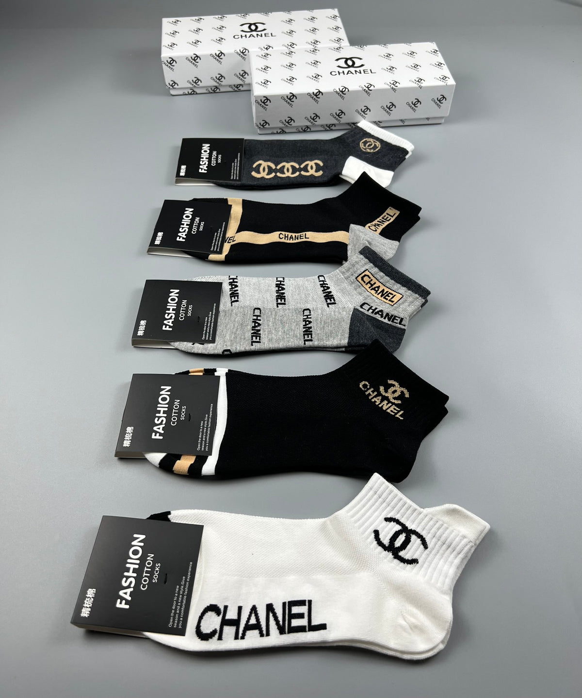 Chanel Cotton Short Socks - 5-Pair Pack