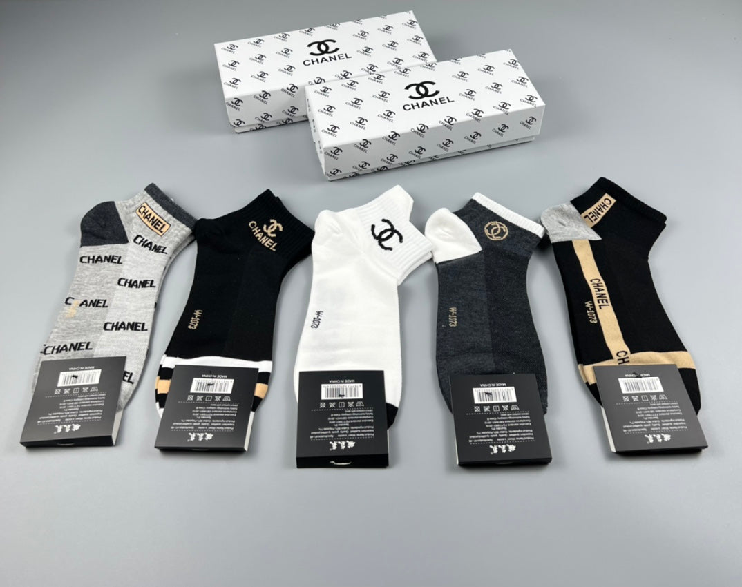 Chanel Cotton Short Socks - 5-Pair Pack