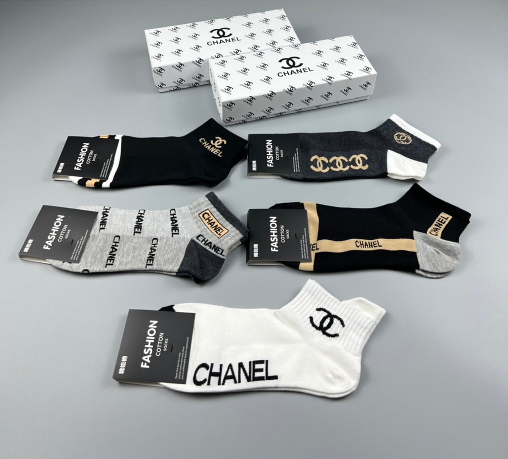 Chanel Cotton Short Socks - 5-Pair Pack