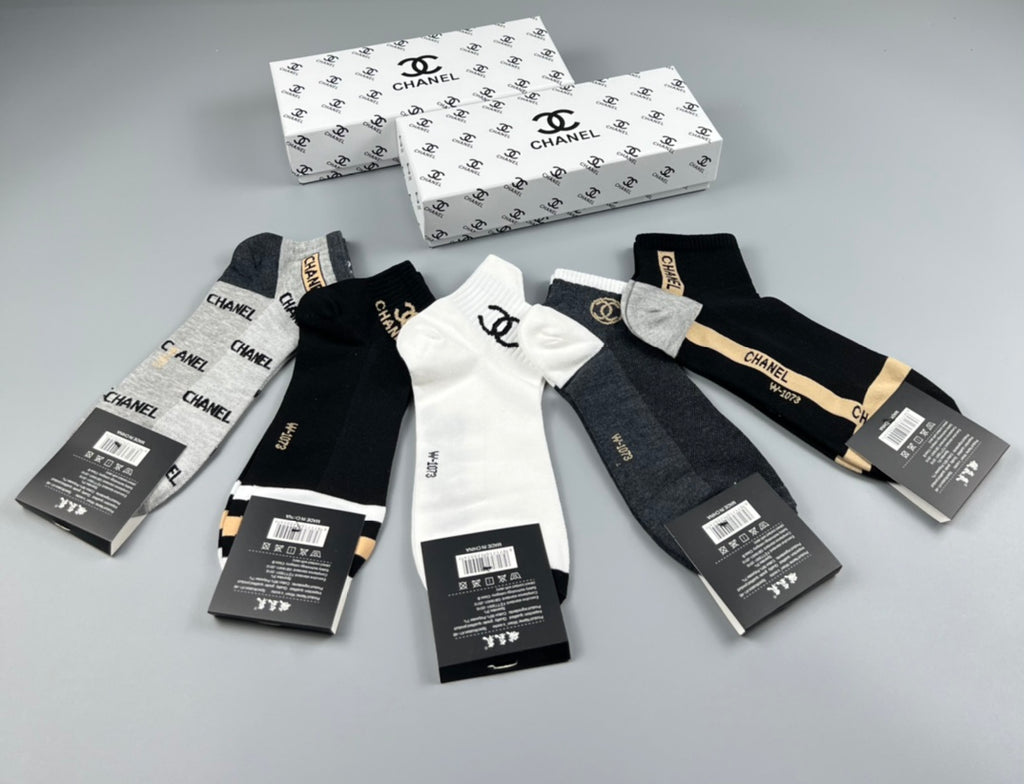 Chanel Cotton Crew Socks - 5-Pair Pack