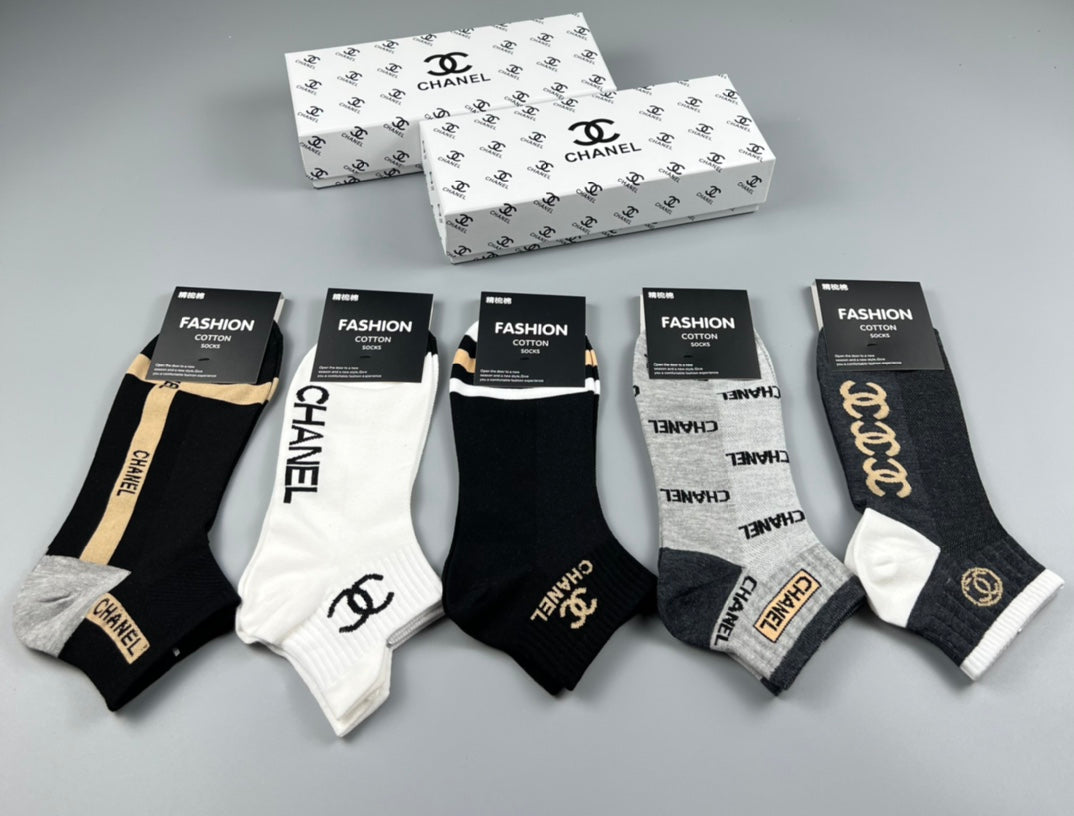 Chanel Cotton Crew Socks - 5-Pair Pack