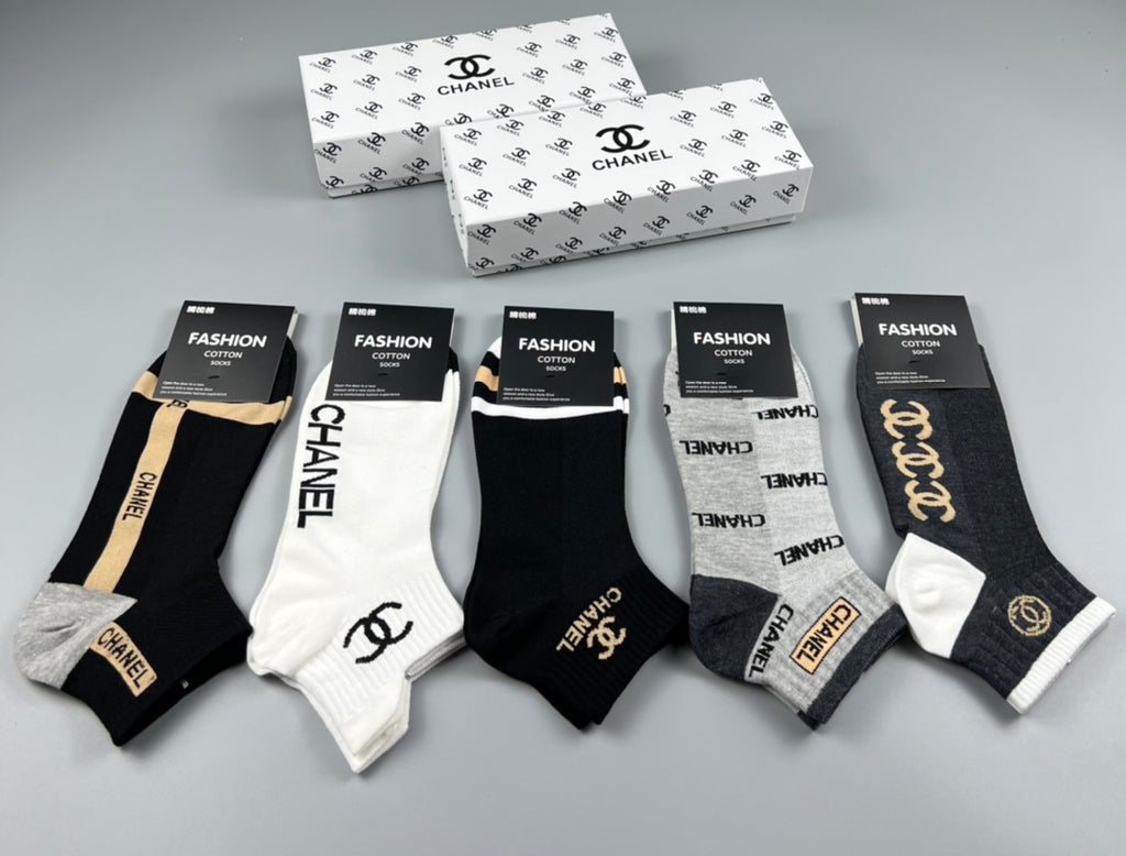 Chanel Cotton Short Socks - 5-Pair Pack