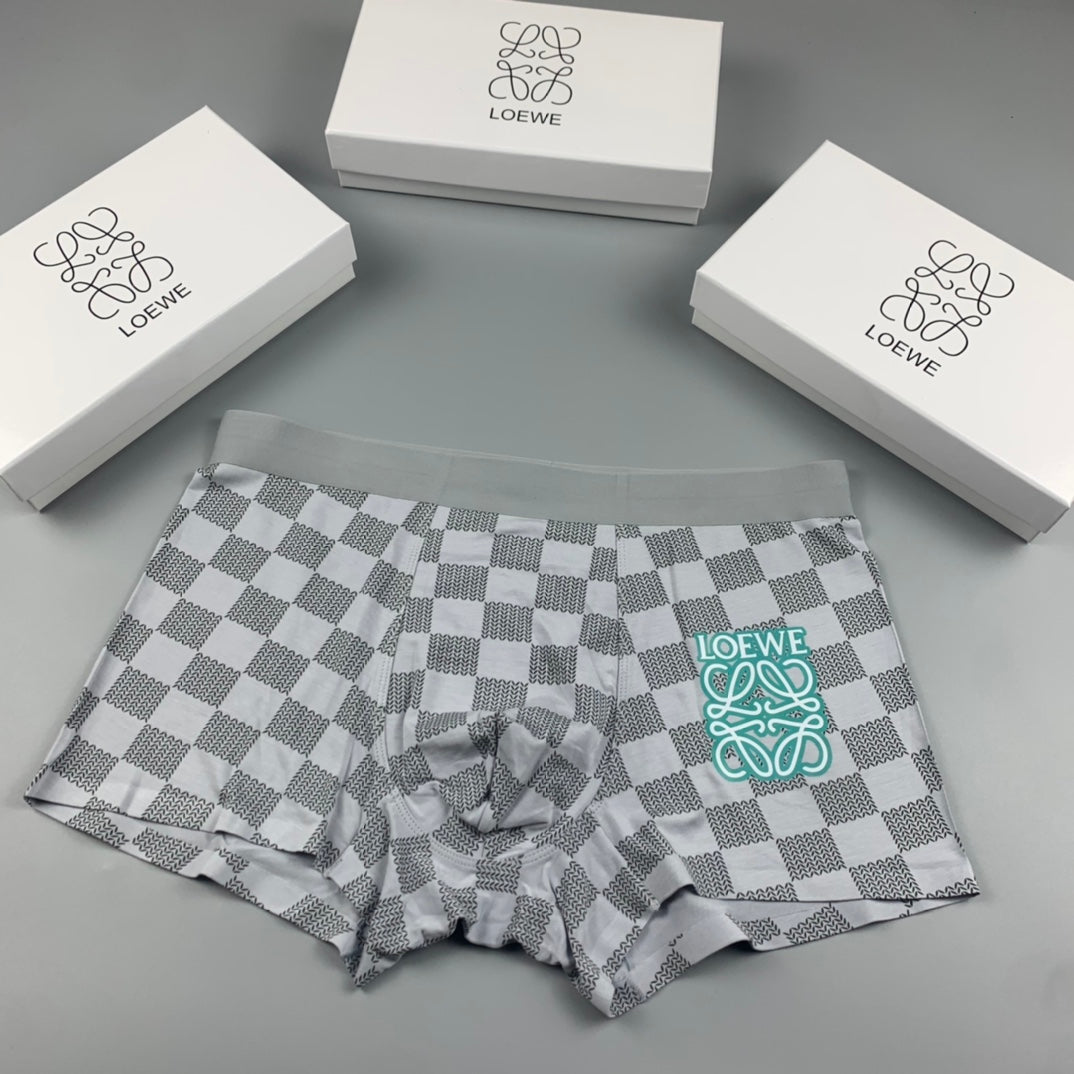 Loewe Checkerboard Patterns And Aqua Patches Men's Boxer Briefs - 3-Piece Box