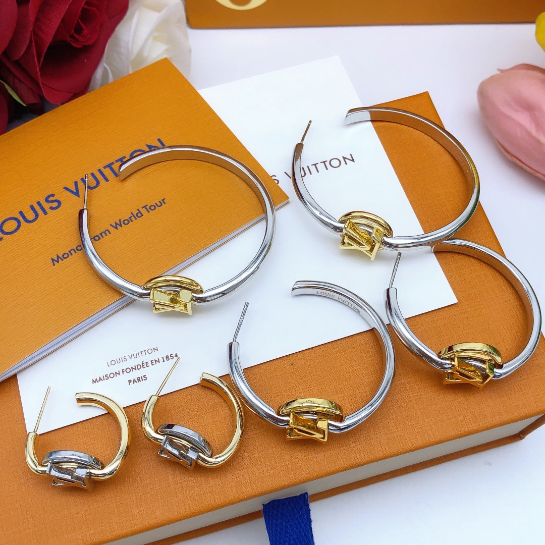 Geometric Emblem Statement Earrings in Silver-Tone – Silver Detail – Design 007 side detail