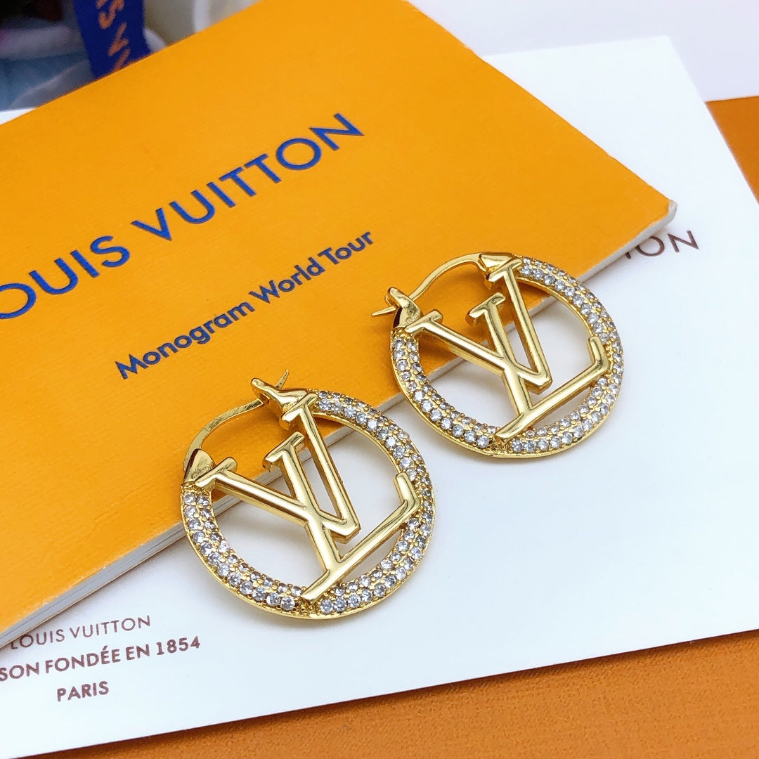 Round Statement Earrings in Gold-Tone – Design 001 main product view