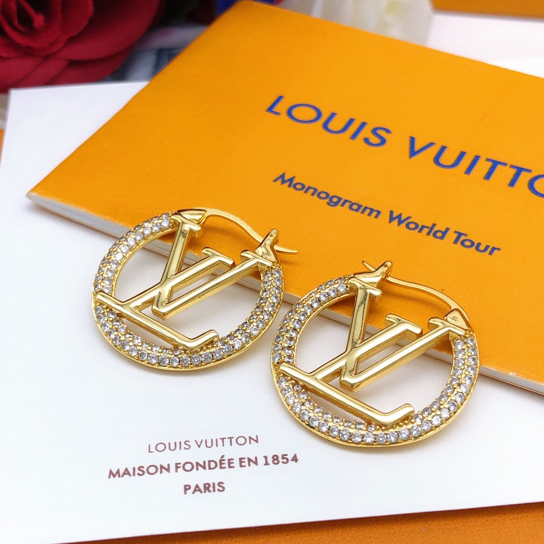 Round Statement Earrings in Gold-Tone – Design 001 front product view