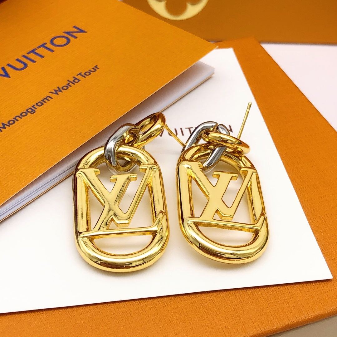 Geometric Emblem Statement Earrings in Gold-Tone – Design 001 main product view