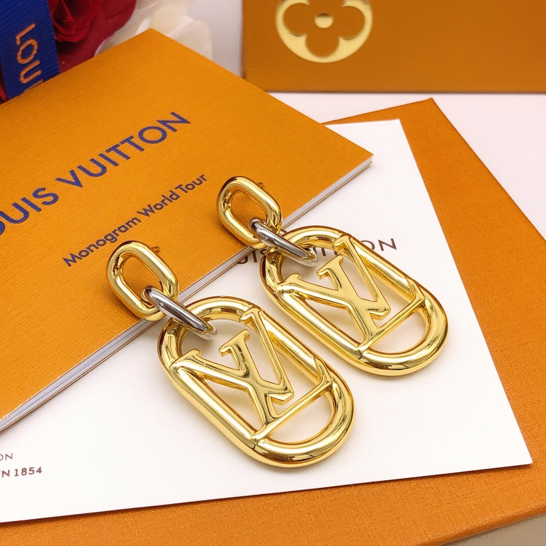 Geometric Emblem Statement Earrings in Gold-Tone – Design 001 side detail