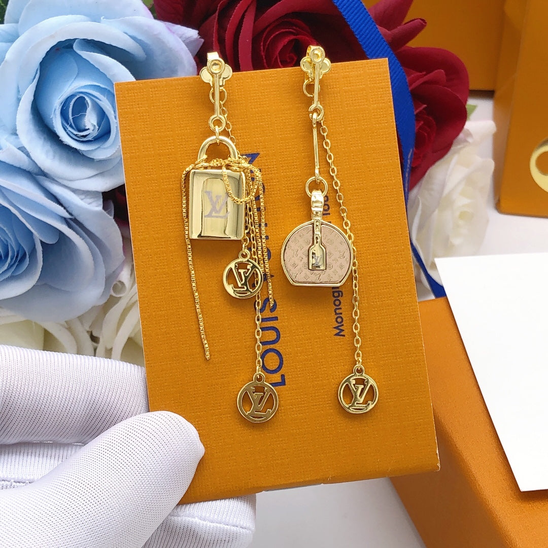 Bag Motif Stud Earrings in Gold-Tone main product view