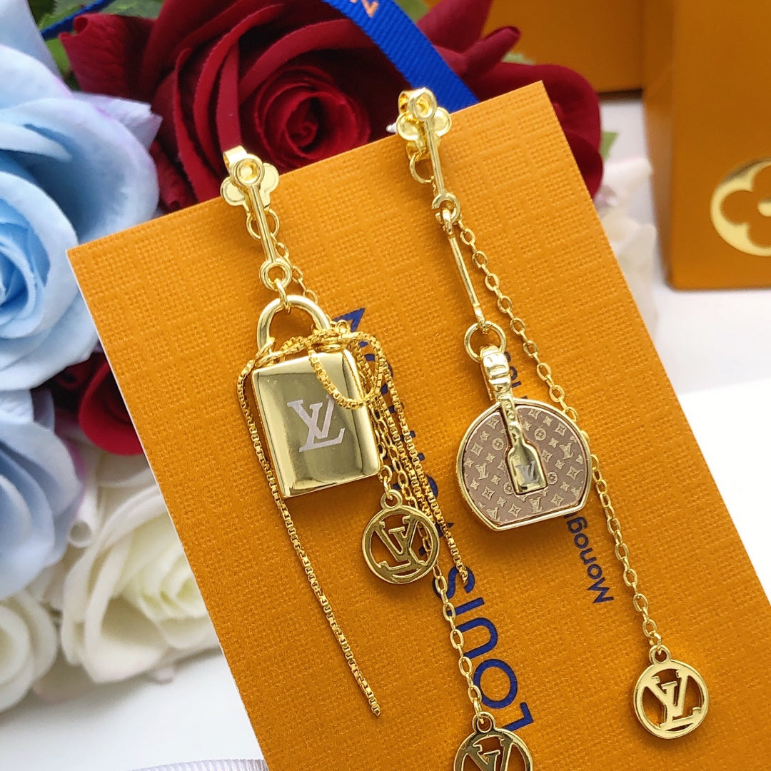 Bag Motif Stud Earrings in Gold-Tone front product view