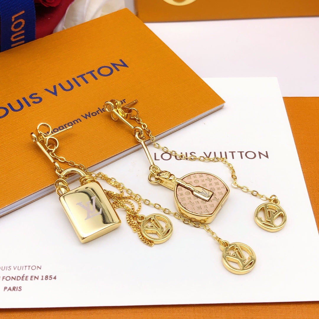 Bag Motif Stud Earrings in Gold-Tone front product view