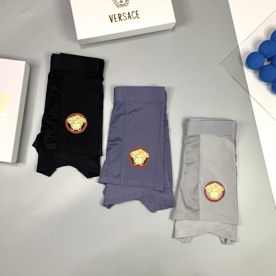 Versace Clean Logo Waistbands Men's Boxer Briefs - 3-Piece Box