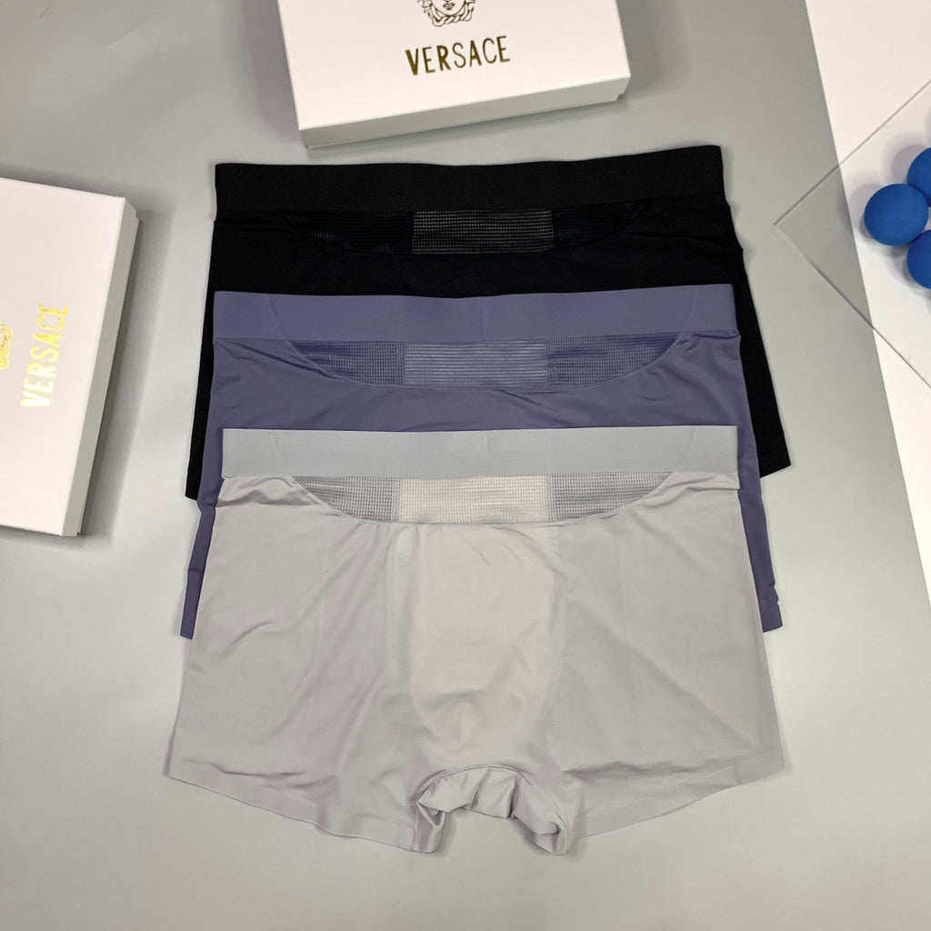 Versace Mesh Panels And Medallion Details Men's Boxer Briefs - 3-Piece Box