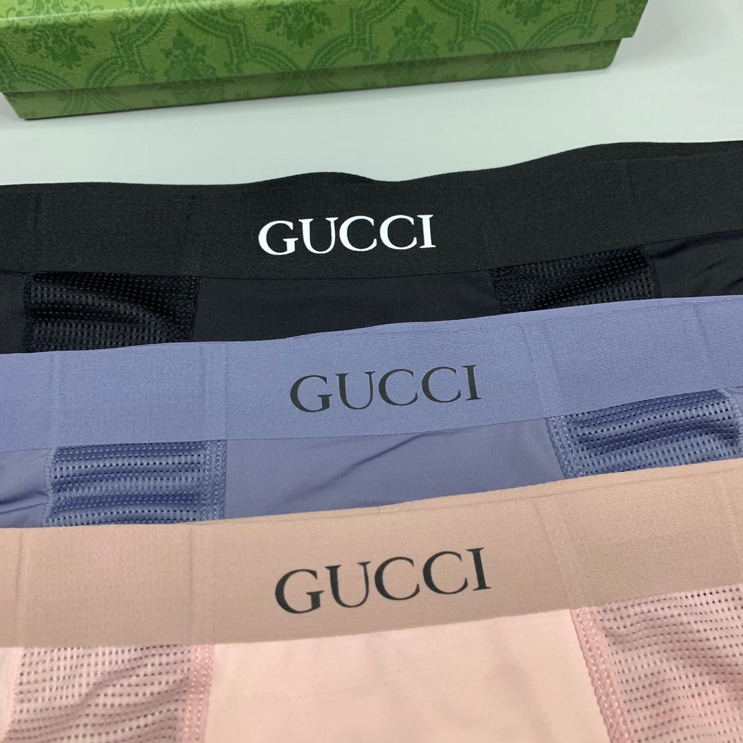 Gucci Visible Waistband, Colour And Emblem Details Men's Boxer Briefs - 3-Piece Box