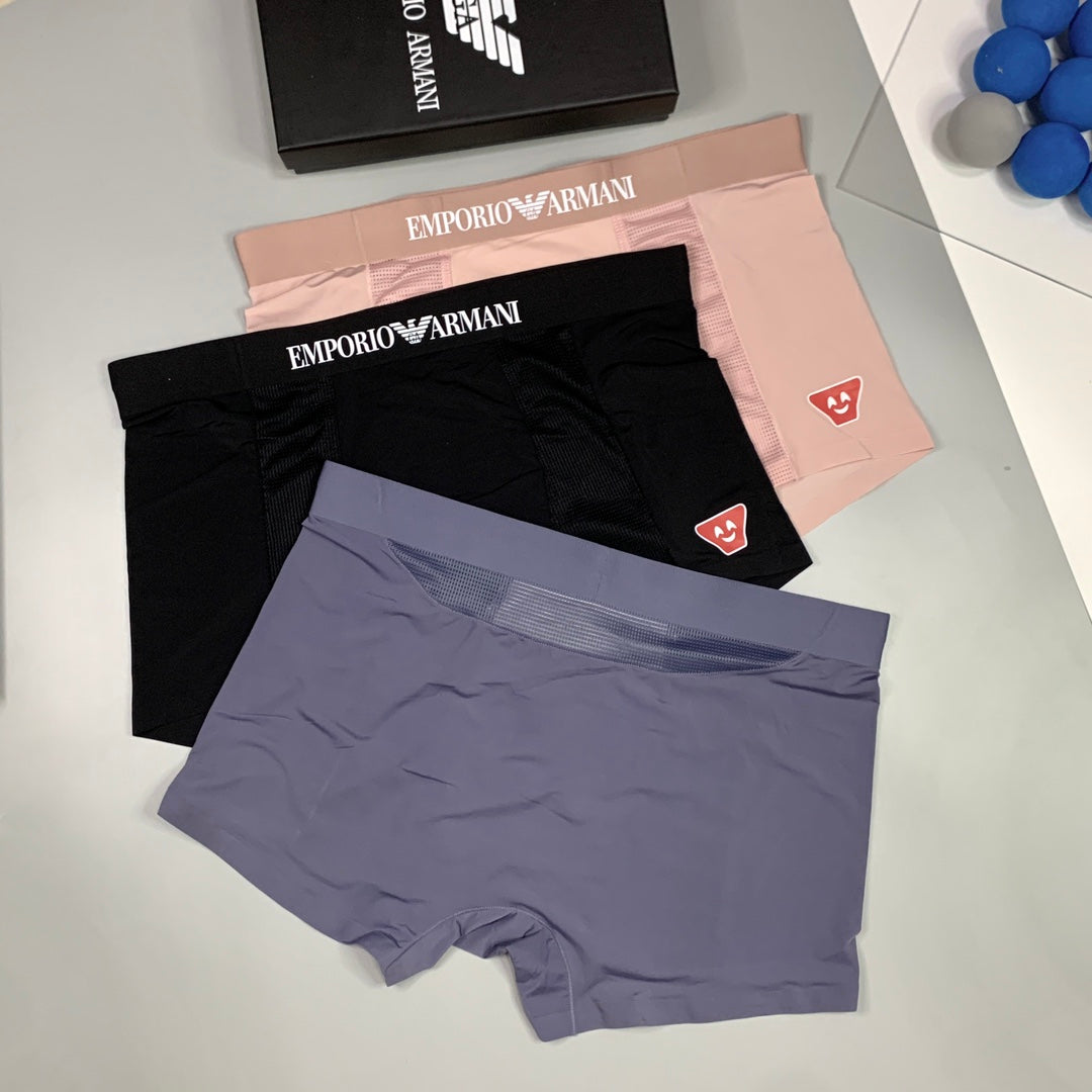 Armani Visible Waistband, Colour And Emblem Details Men's Boxer Briefs - 3-Piece Box