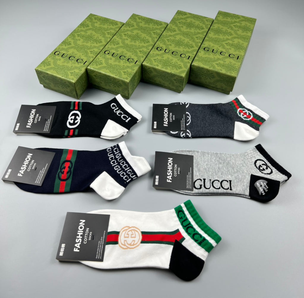Gucci Cotton Short Socks - 5-Pair Box