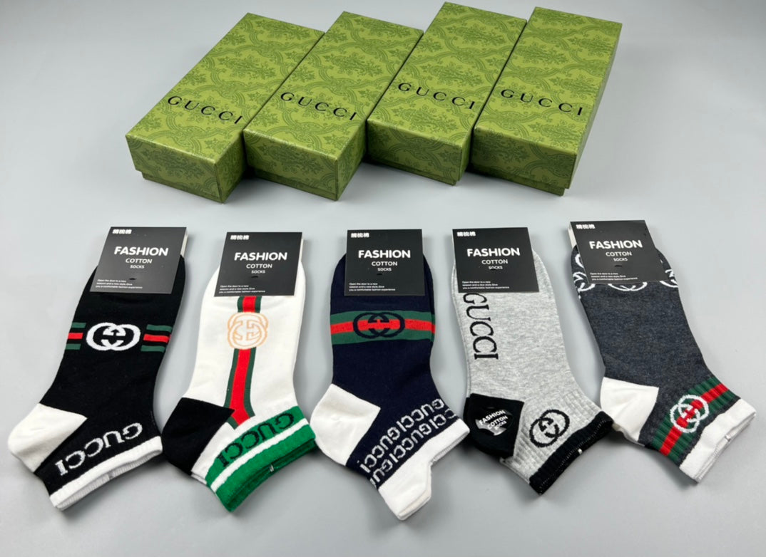 Gucci Cotton Crew Socks - 5-Pair Pack