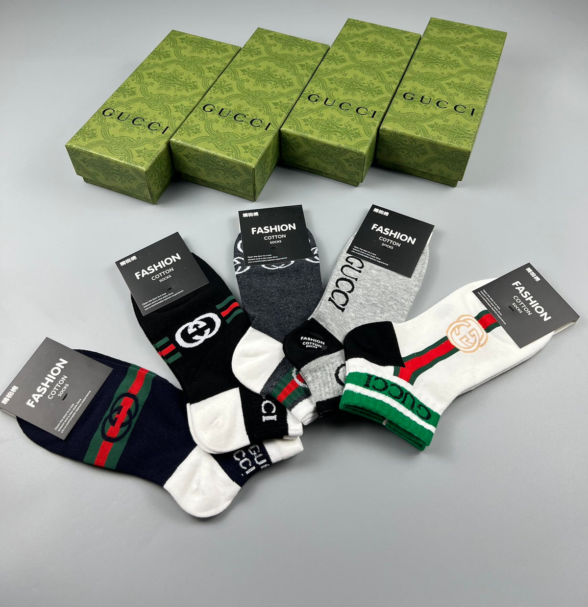 Gucci Cotton Crew Socks - 5-Pair Pack