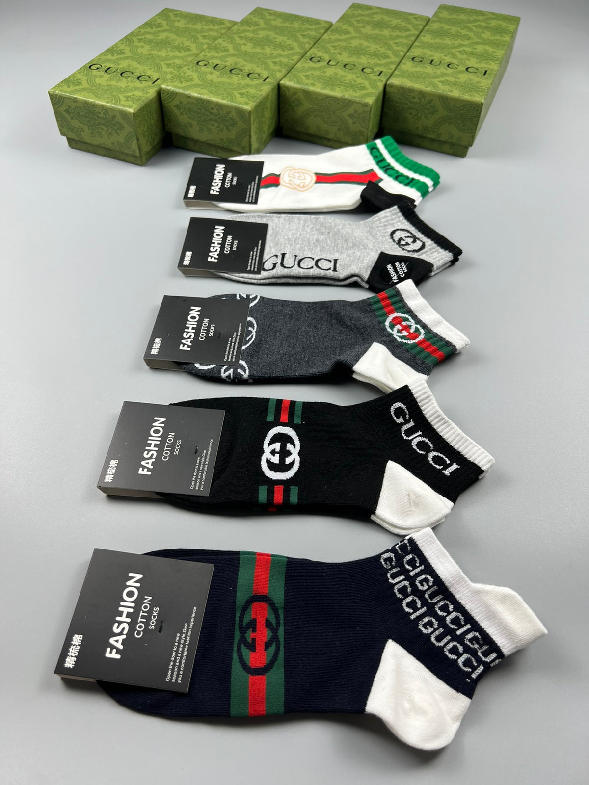 Gucci Cotton Breathable Socks – 5-Pair Pack
