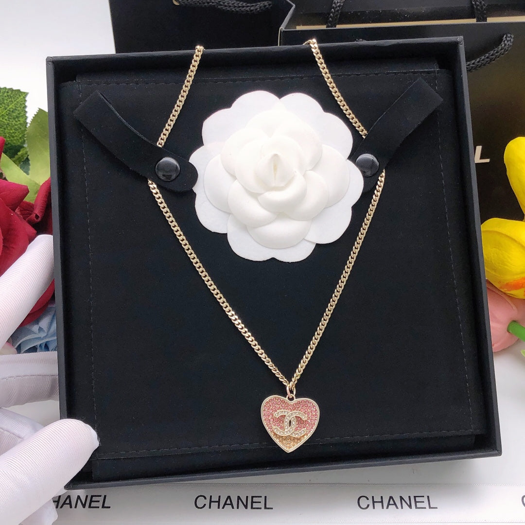 Heart Pendant Necklace in Gold-Tone – Heart Detail – Design 007 styled product view