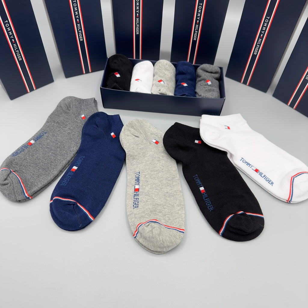 Tommy Hilfiger Small Flag Details No-Show Socks - 5-Pair Set