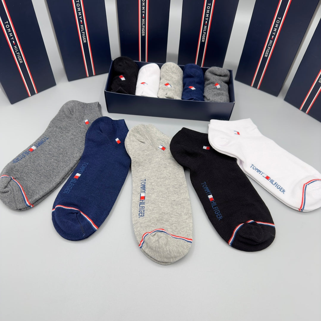 Tommy Hilfiger Small Flag Details No-Show Socks - 5-Pair Set