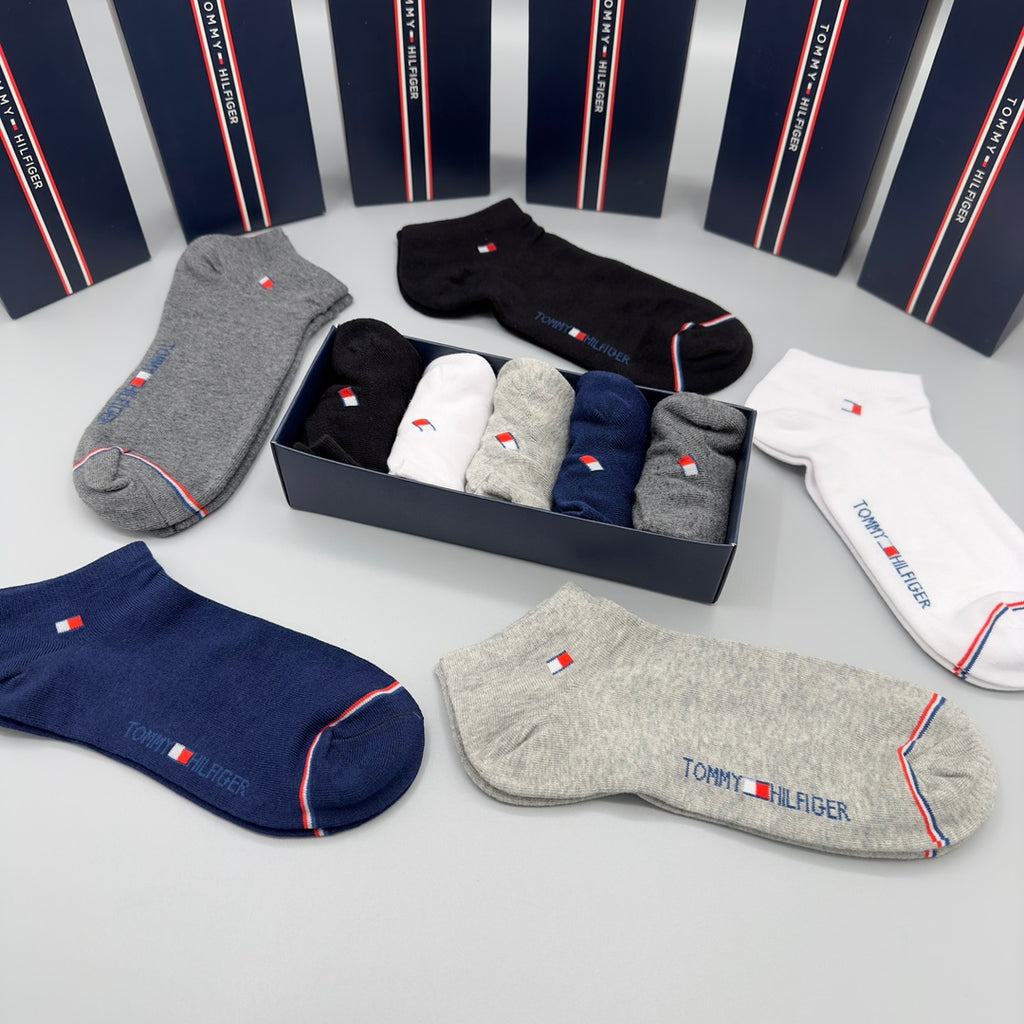 Tommy Hilfiger Small Flag Details No-Show Socks - 5-Pair Set
