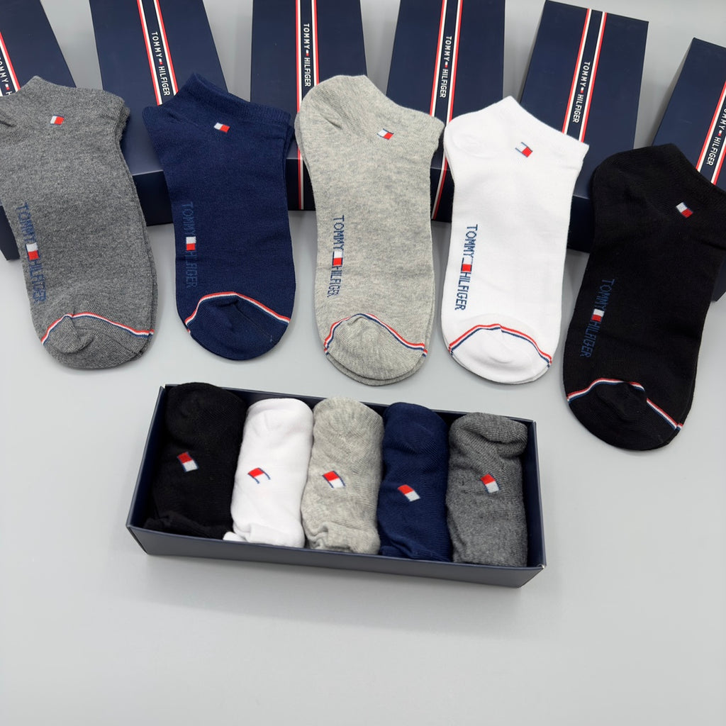 Tommy Hilfiger Small Flag Details No-Show Socks - 5-Pair Set
