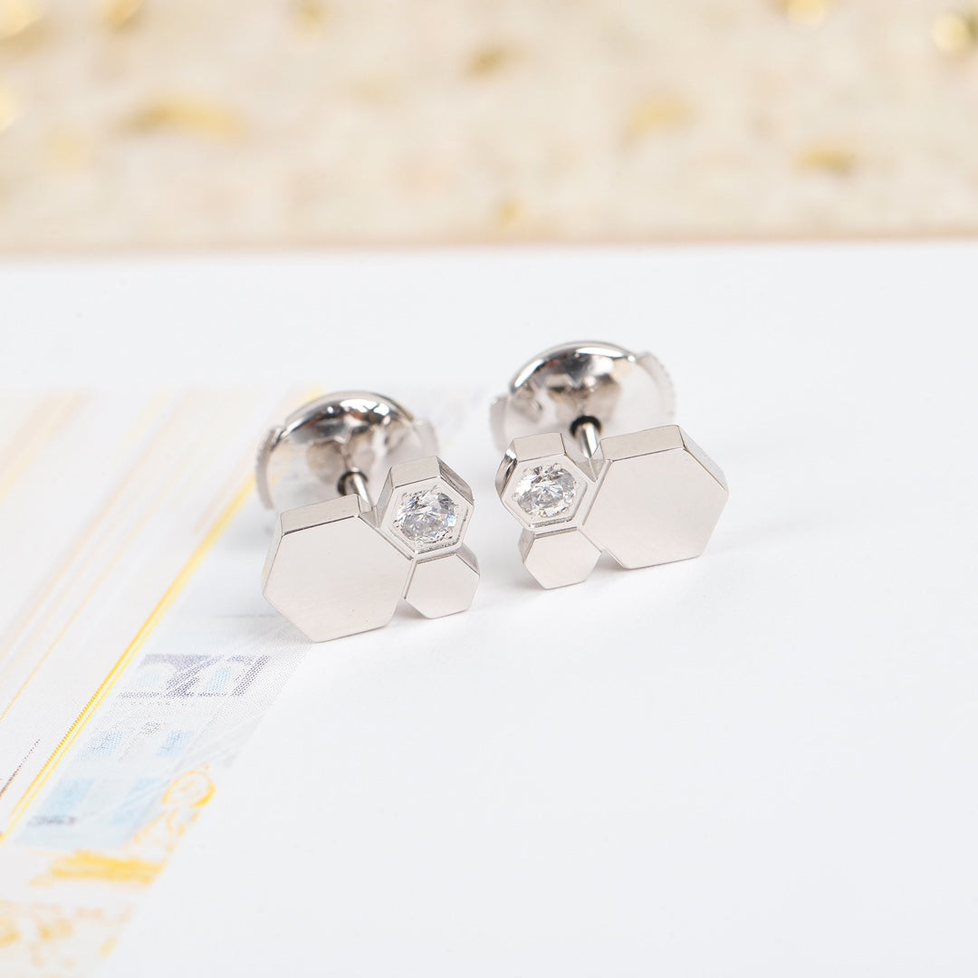 Signature Emblem Crystal-Accent Stud Earrings – Design 027 side detail