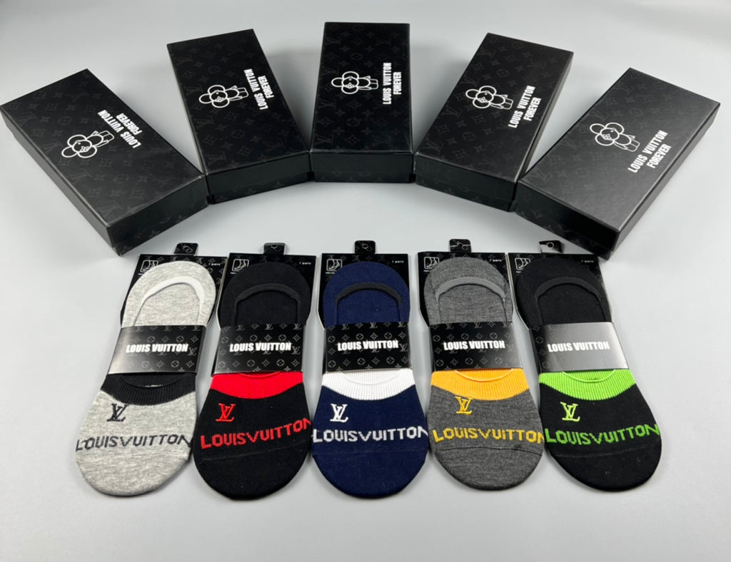 Louis Vuitton Colourful Contrast Accents No-Show Socks - 5-Pair Set