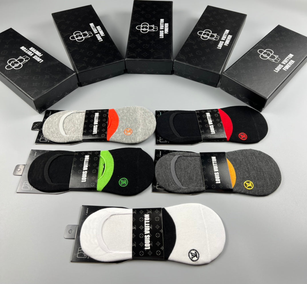 Louis Vuitton Varied Initial Details No-Show Socks - 5-Pair Set
