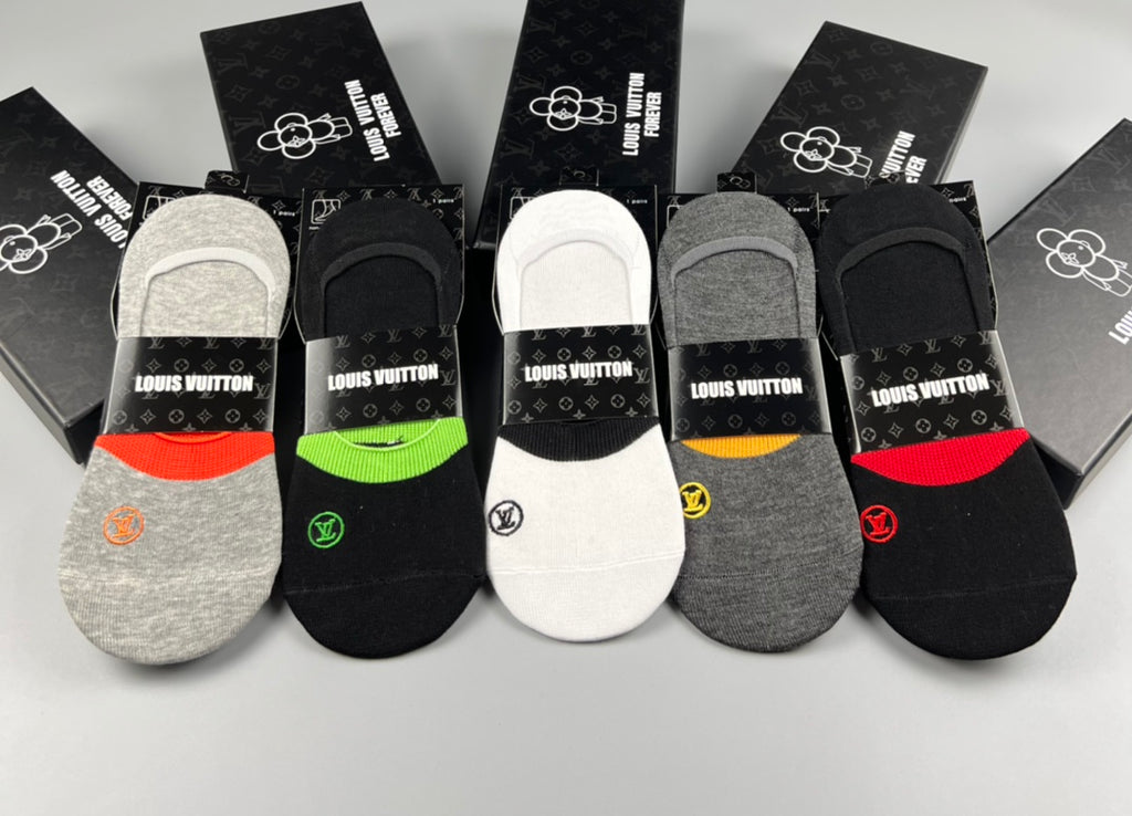 Louis Vuitton Varied Initial Details No-Show Socks - 5-Pair Set