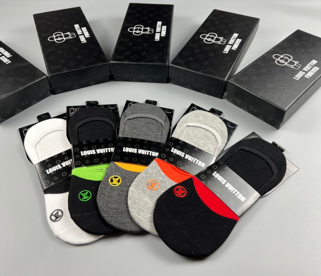 Louis Vuitton Varied Initial Details No-Show Socks - 5-Pair Set