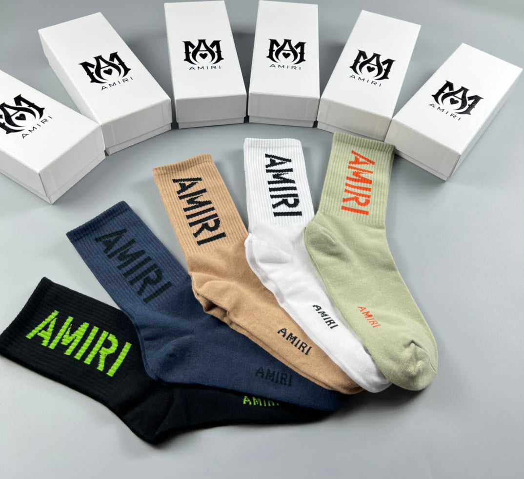 Amiri Bold Lettering Crew Socks - 5-Pair Set