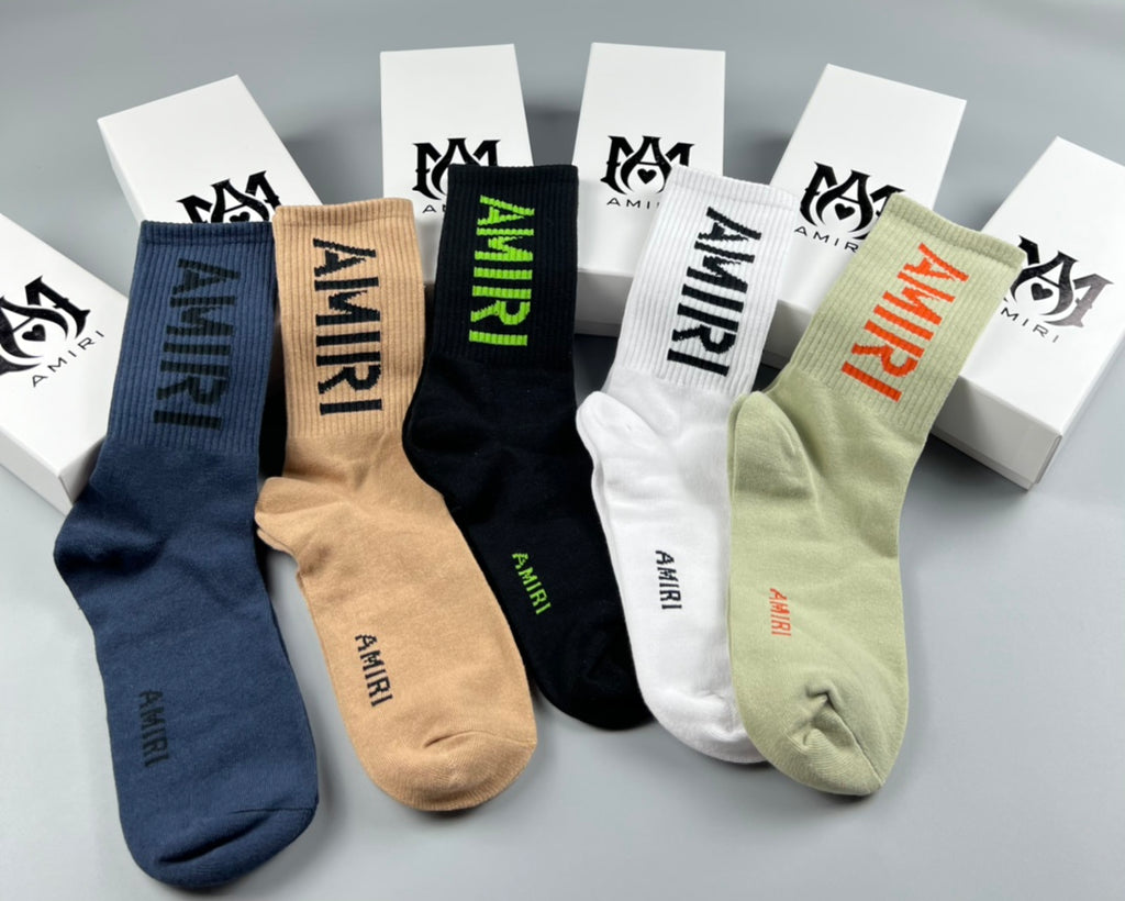 Amiri Bold Lettering Crew Socks - 5-Pair Set