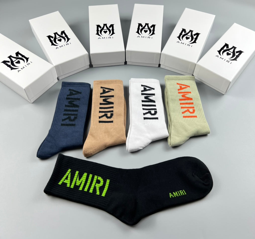 Amiri Bold Lettering Crew Socks - 5-Pair Set