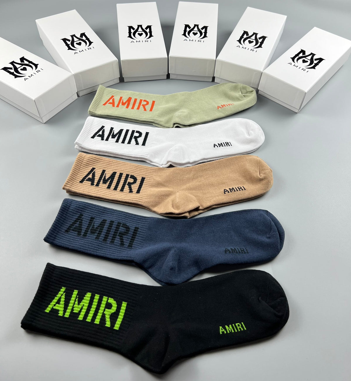 Amiri Bold Lettering Crew Socks - 5-Pair Set