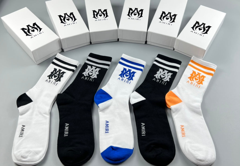 Amiri Multicolour Crest-Style Graphics Crew Socks - 5-Pair Set