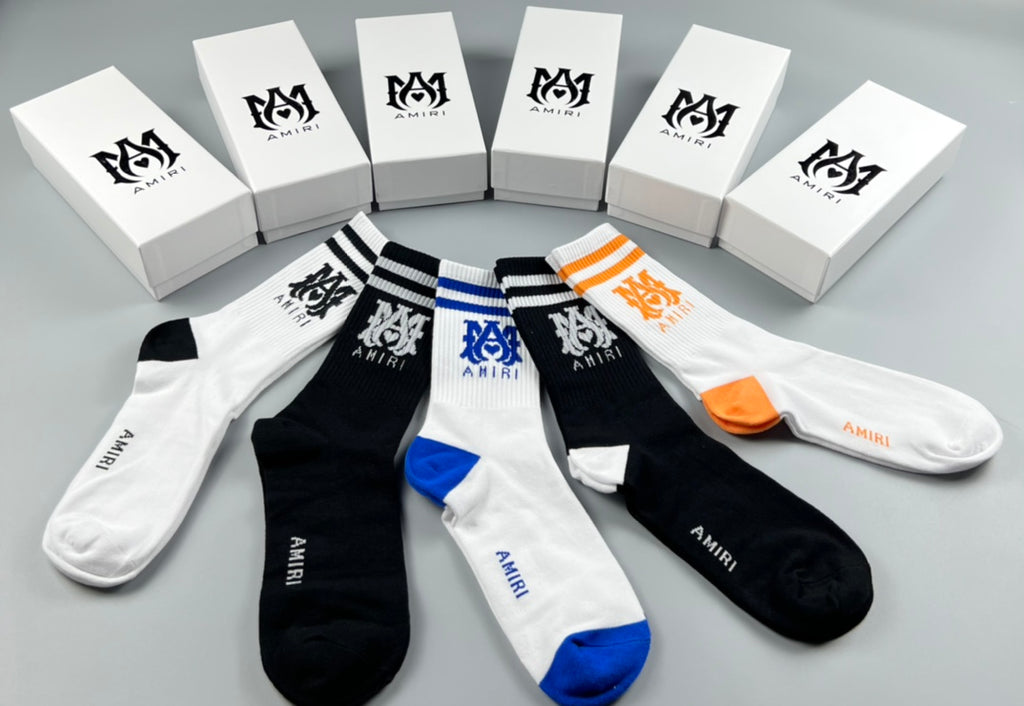 Amiri Multicolour Crest-Style Graphics Crew Socks - 5-Pair Set