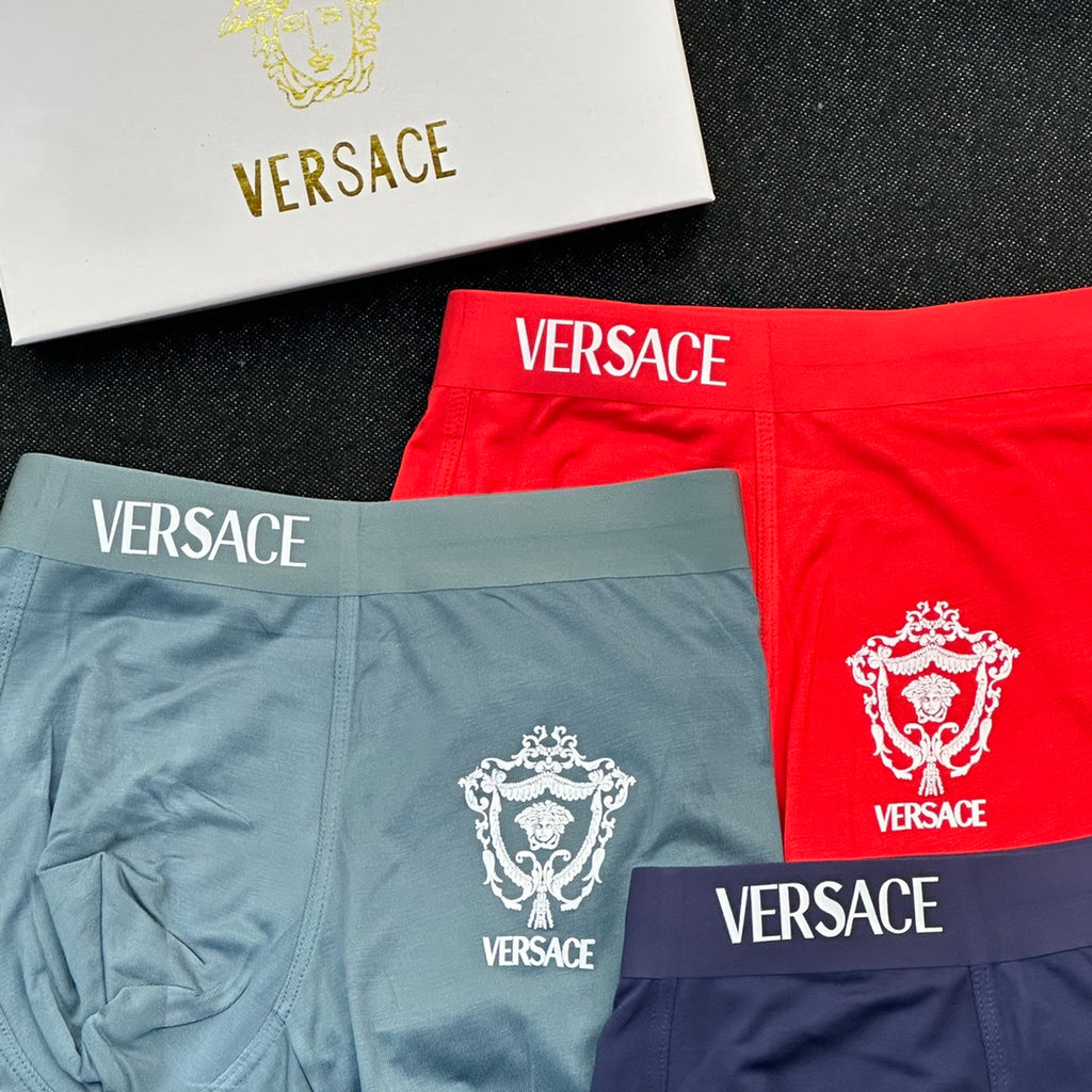 Versace Crest-Style Details Men's Boxer Briefs - 3-Piece Box