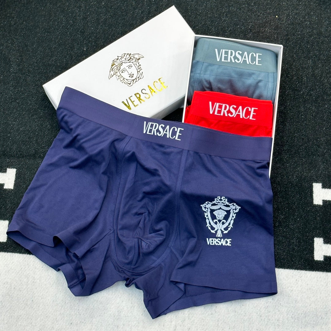 Versace Crest-Style Details Men's Boxer Briefs - 3-Piece Box