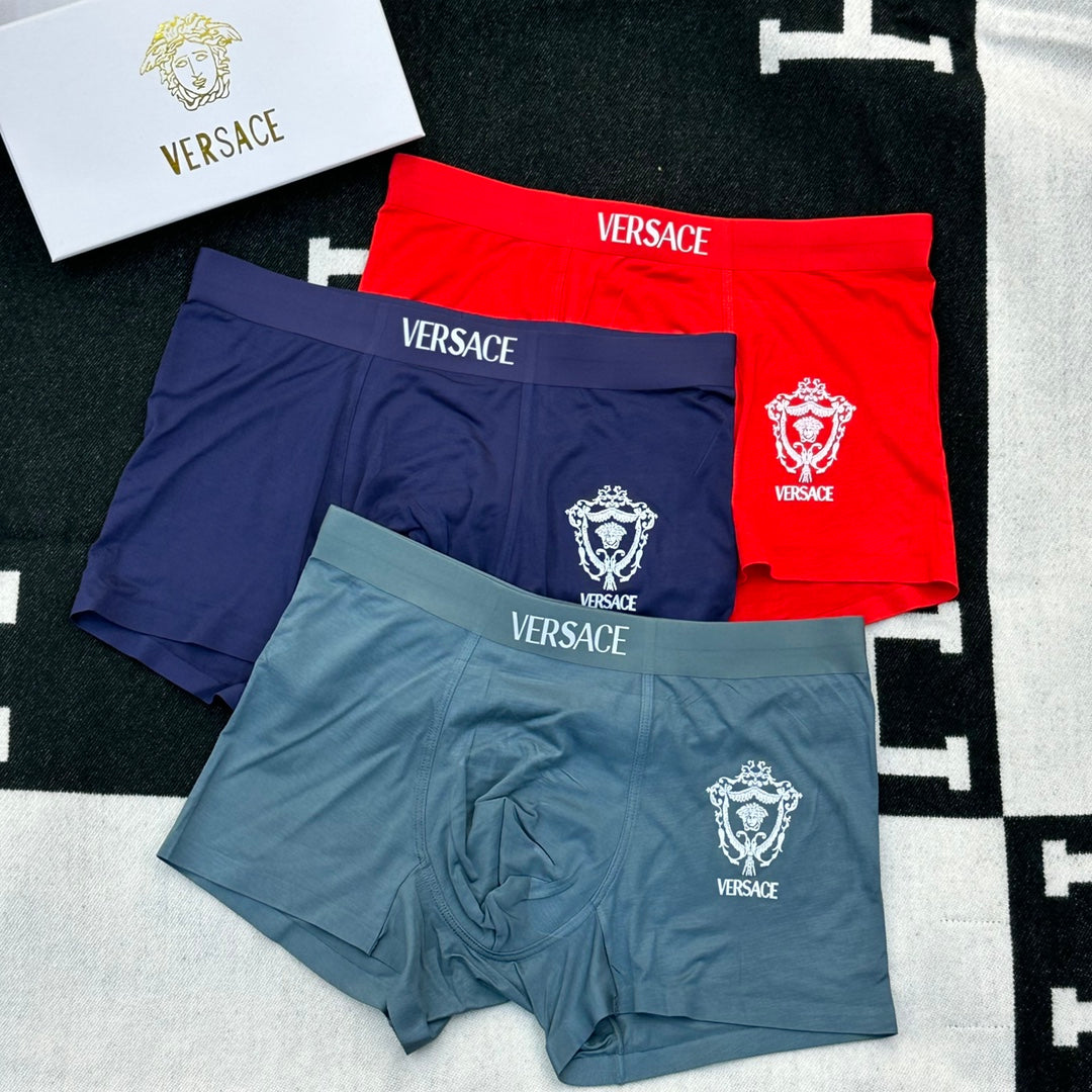 Versace Crest-Style Details Men's Boxer Briefs - 3-Piece Box