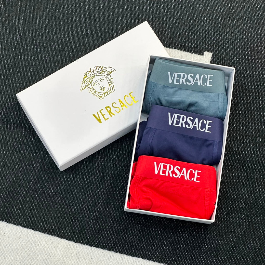 Versace Crest-Style Details Men's Boxer Briefs - 3-Piece Box