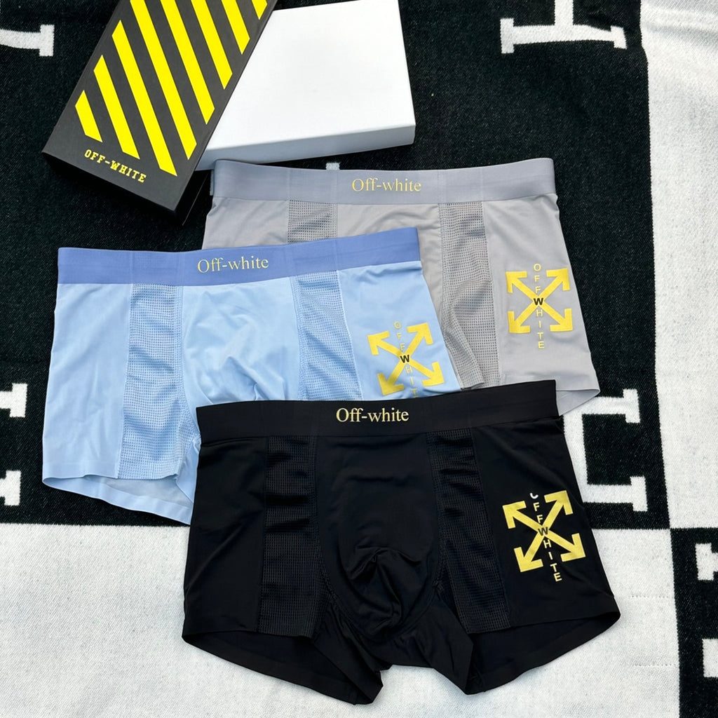 Off-White Cotton Men's Boxer Briefs - 3-Piece Box